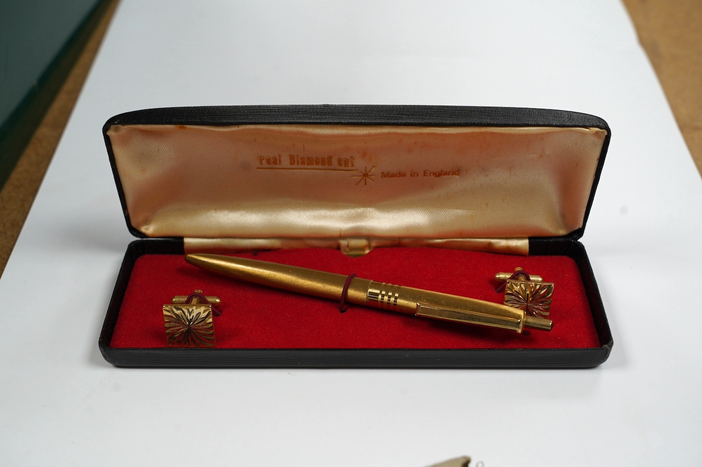 A silver mounted Sheaffer fountain pen, two cased Waterman fountain pens, a ballpoint pen branded for Boeing, and a Queen Elizabeth II pen and cufflink set. Condition - fair to good